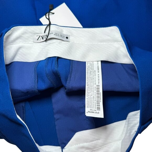 Zara High Waisted Trouser Pleated Shorts Cobalt Blue  Size M NWT - Picture 7 of 7